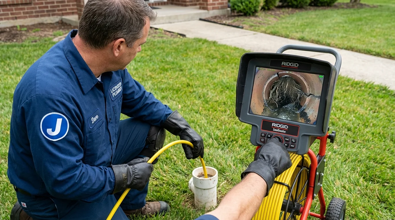 Sewer camera inspection being performed by Johns Plumbing LLC in Westby